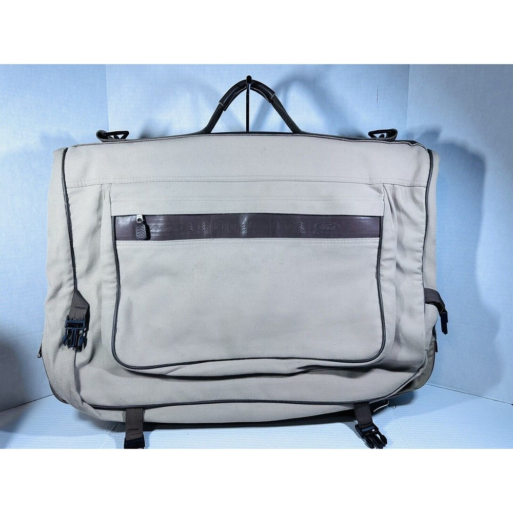 Eddie Bauer Khaki Canvas Leather Ford Expedition Package Garment Bag